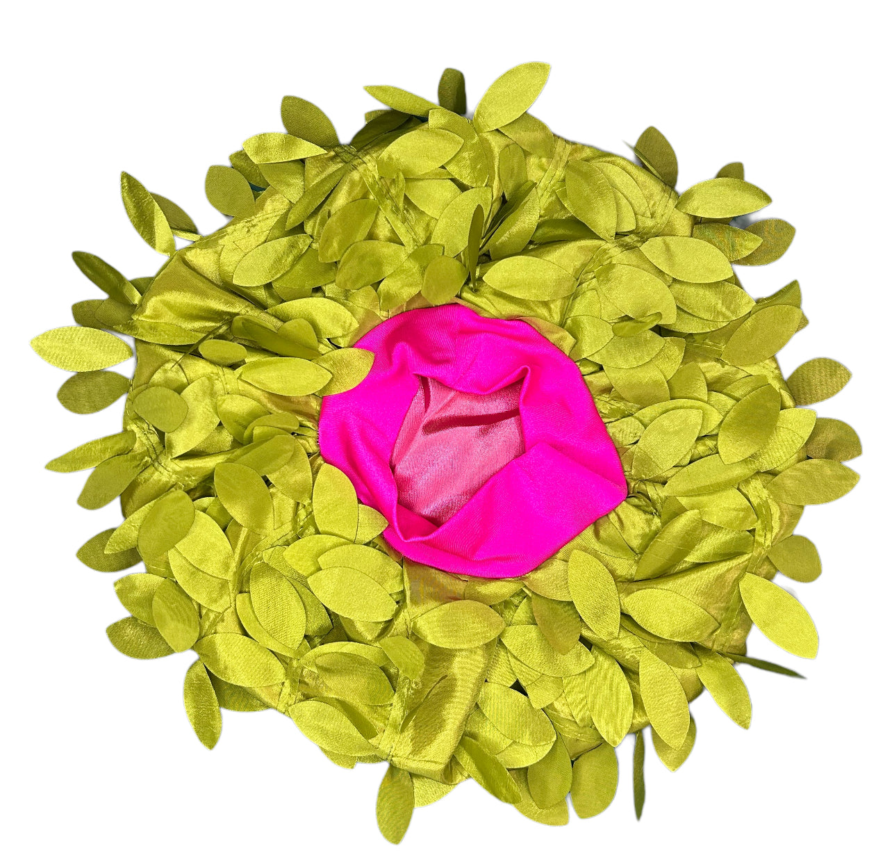 Flowing Petals Pink & Green Satin Bonnet