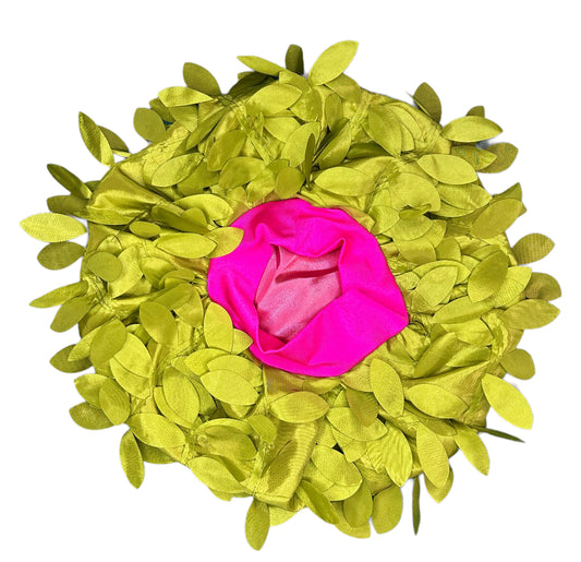 Flowing Petals Pink & Green Satin Bonnet